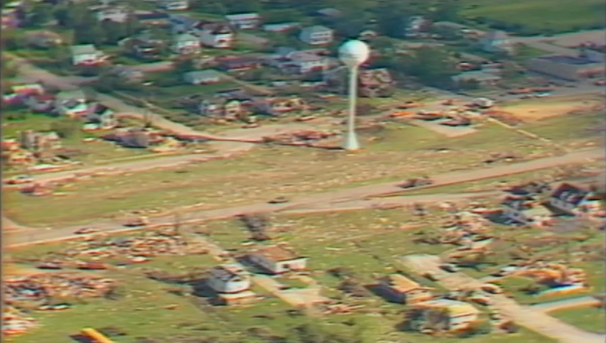 Storm damage in Barneveld, Wisconsin after the deadly 1984 tornado