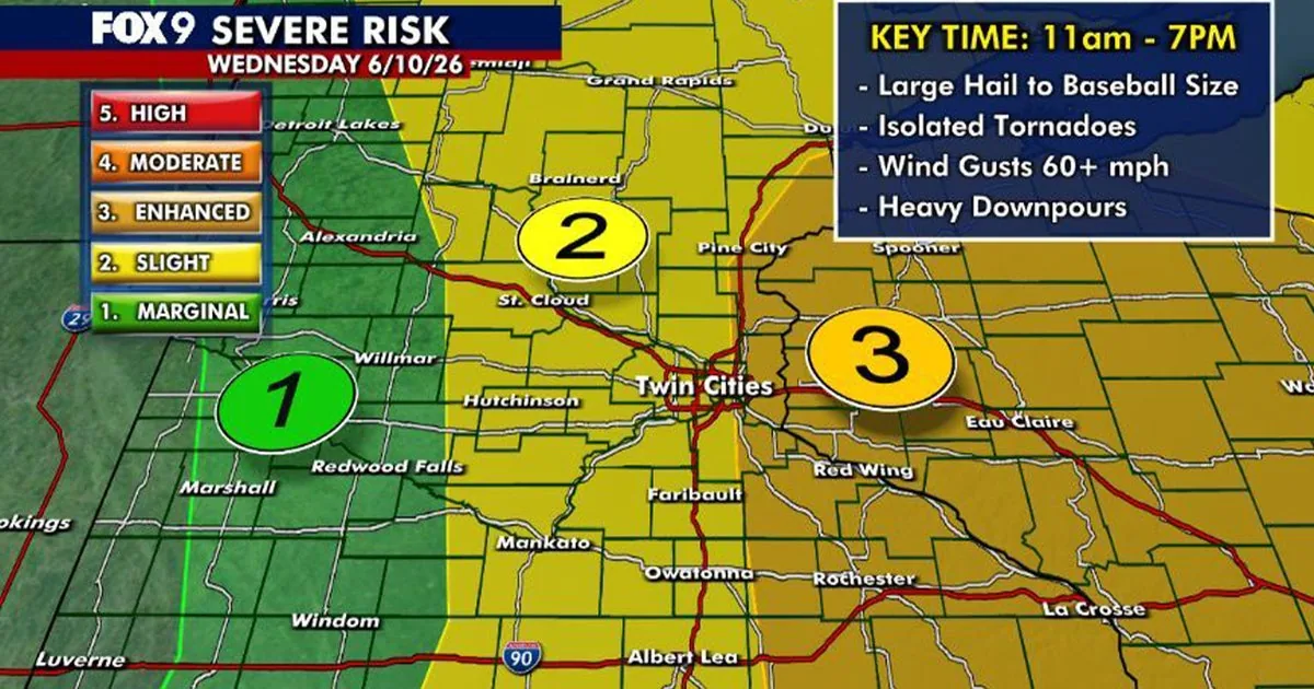 Severe Storms Could Redevelop in Minnesota Wednesday Afternoon as Watch Covers Southeast Counties and Much of Wisconsin